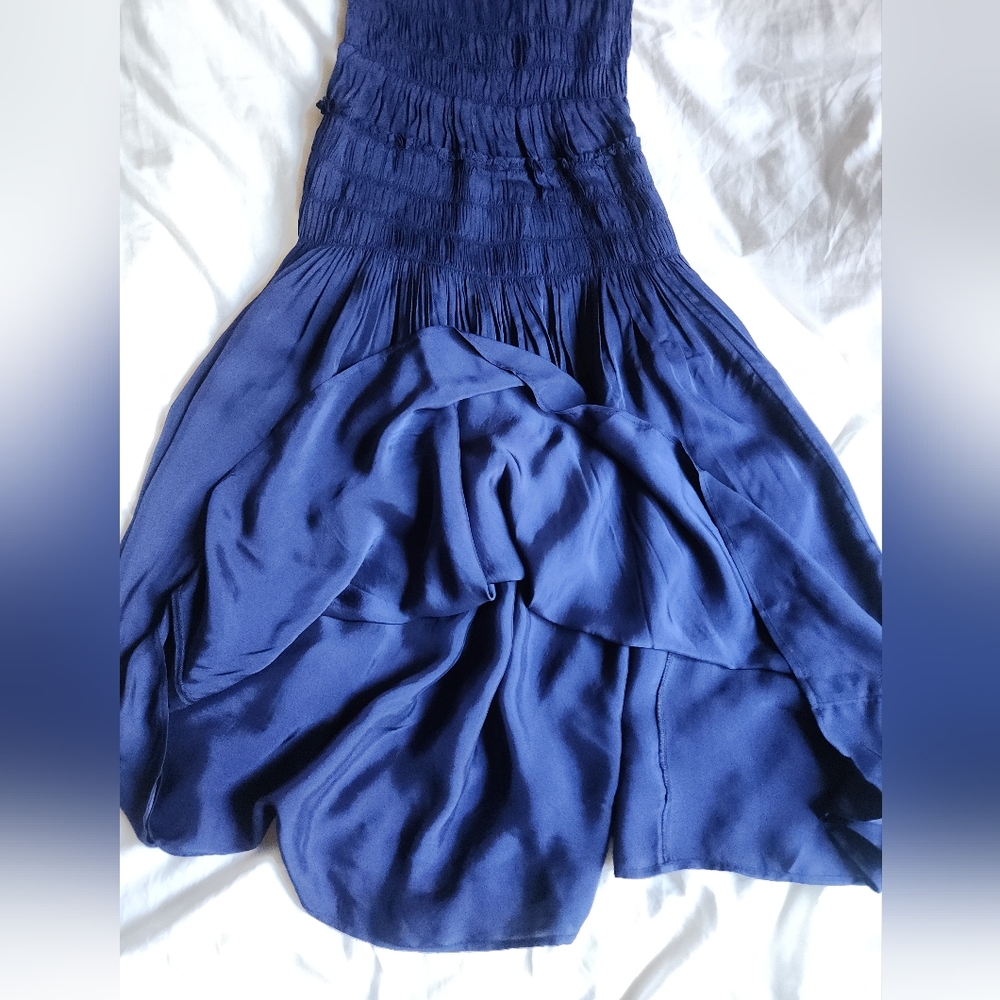 Jcrew Smocked midi dress in summer Navy Blue Bnwt - Picture 11 of 13